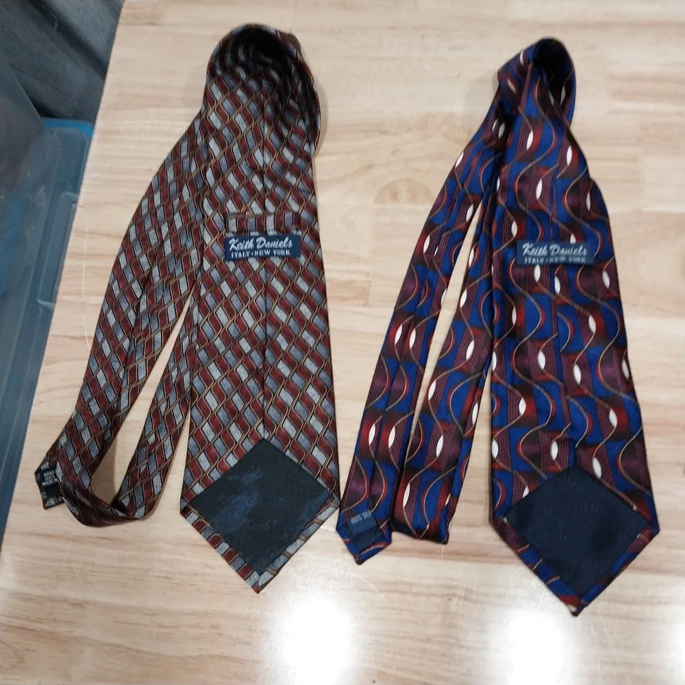 Keith Daniels Mens Neckties Lot of 4 Geometric Silk Multicolored